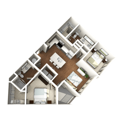 a rendering of a 3d floor plan with triangles